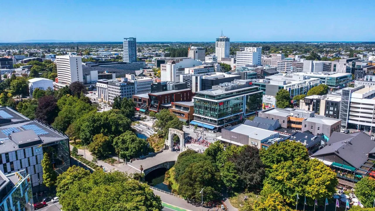 Bird's-eye view of Christchurch